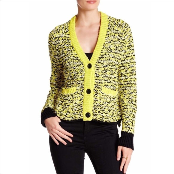 Rag & Bone Yellow Black Viola Button Cardigan Sweater - Picture 15 of 16